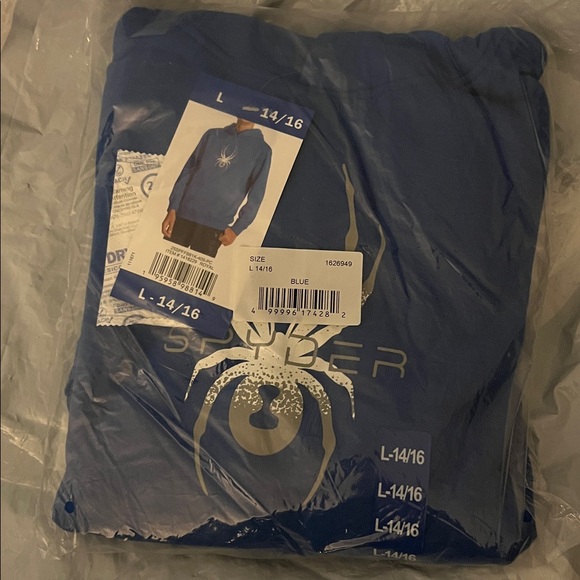 NWT Spyder Youth Pullover Hoodie with Kangaroo pocket BLUE - size L (14/16) - Picture 2 of 8
